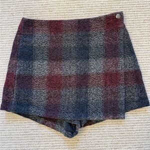 Free People Plaid Skort - Mini Tweed Wrap - Red Blue  and Gray size 2